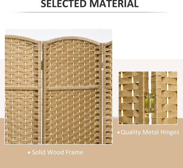 HOMCOM 6 Panel Folding Room Divider, Freestanding Privacy Screen for Living Room, Bedroom and Office, 240 x 170cm, Natural