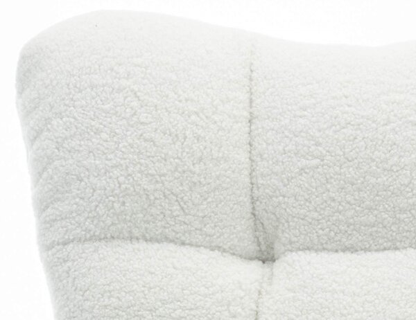 Upholstered Rocking Chair with Teddy Fabric, Pull-out Footrest, Ergonomic Backrest, Modern rocker for Reading, Relaxing, 80x70x95 cm, White Aosom.UK