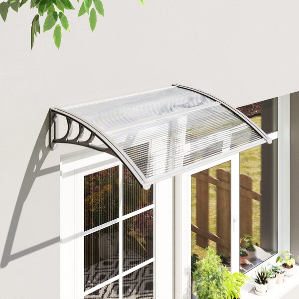 Outsunny Door Canopy Awning Outdoor Window Rain Shelter Cover for Front/Back Door Porch Clear 100 x 80cm