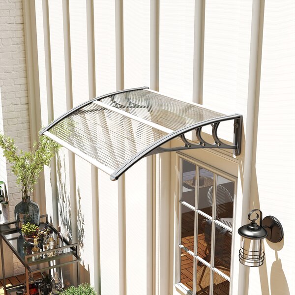 Outsunny Door Canopy Awning Outdoor Window Rain Shelter Cover for Front/Back Door Porch Clear 100 x 80cm