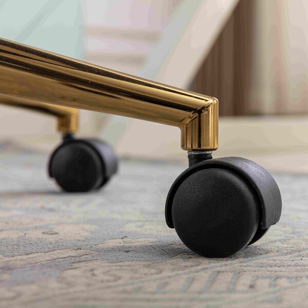 Swivel Desk Chair, Adjustable Height, Ergonomic Backrest, Gold Legs, Stylish Vanity Chair with Arms, 58x58x86 cm, Green Aosom UK