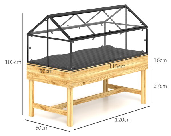 Outsunny 60 x 120cm Raised Garden Bed with Wooden Base - Natural