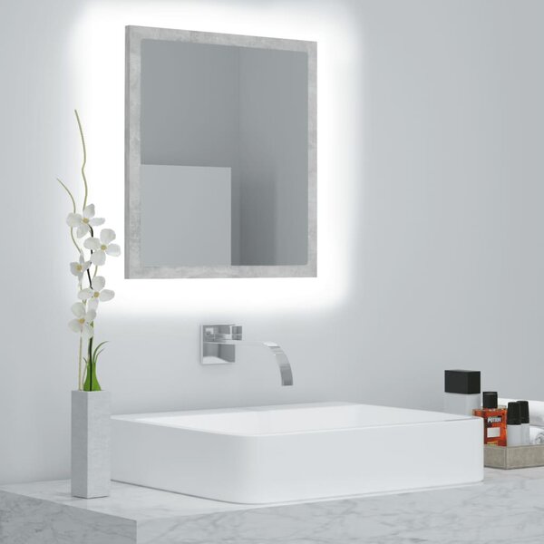 LED Bathroom Mirror Concrete Grey 40x8.5x37 cm Acrylic