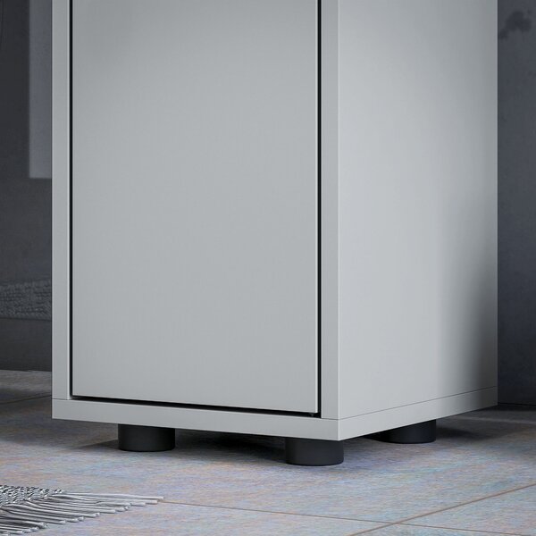Kleankin 180cm Slim Bathroom Cabinet, with Drawer, Shelves and Cupboards - Grey