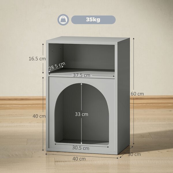 HOMCOM Bedside Table with 2 Open Compartments - Grey