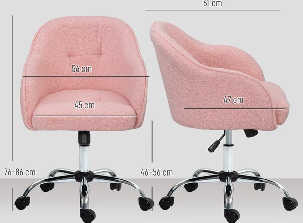 HOMCOM Teddy Fleece Swivel Office Chair - Pink