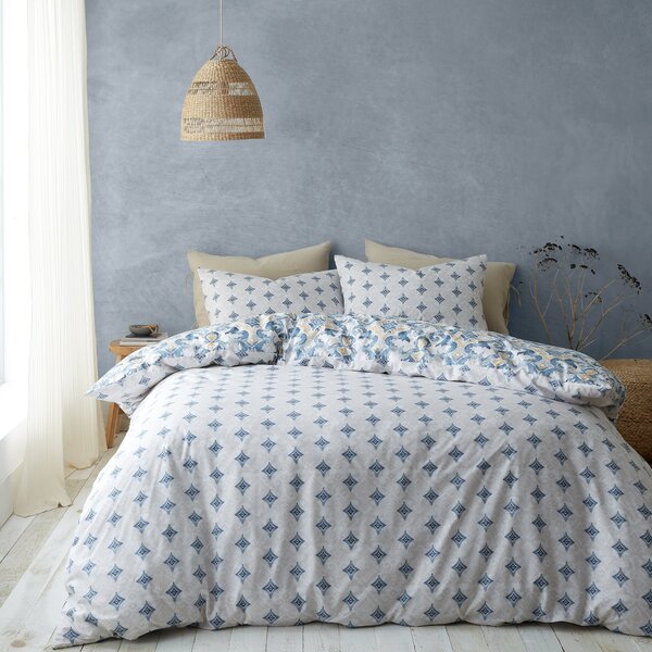 Pineapple Elephant Inara Ikat Indigo Blue Duvet Cover and Pillowcase Set