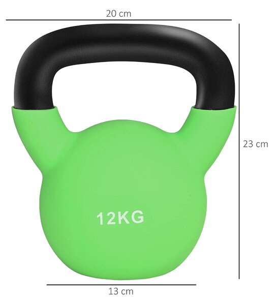 HOMCOM Soft Kettlebell, 12kg Kettle Bell with Non-Slip Handle for Home Gym Weight Lifting and Strength Training, Green