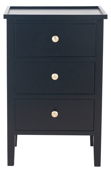 Pacific Chelmsford 3 Drawer Bedside Table, Black Painted Pine