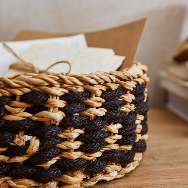 Small Seagrass Round Basket Monochrome