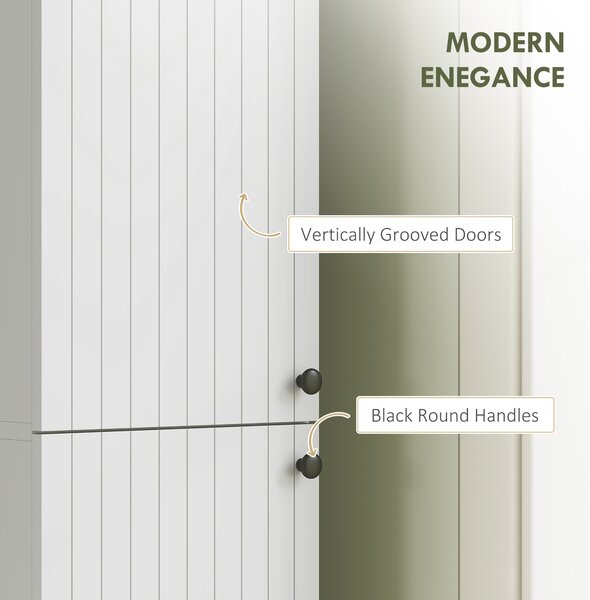 HOMCOM Wall Mounted Tall Bathroom Storage Cabinet with Soft-Close Hinges, Slim Bathroom Cabinet with 2 Doors, White