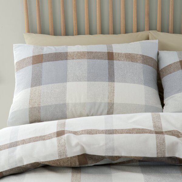 Catherine Lansfield Melrose Tweed 100% Brushed Cotton Duvet Cover & Pillowcase Set