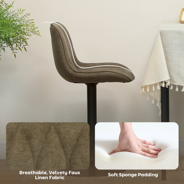 HOMCOM Set of Two Linen-Look Bar Stools, Cat Scratch Resistant, Brown Aosom UK