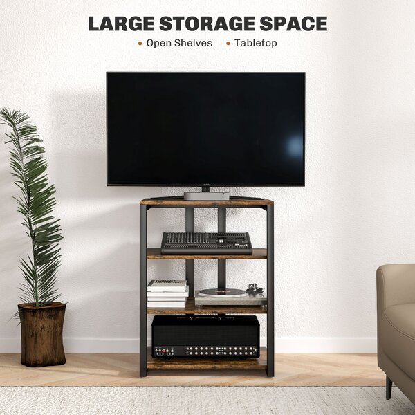 HOMCOM HiFi Stand, with Four Storage Shelves - Rustic Brown