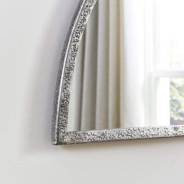 Pewter Metal Half-Moon Overmantel Wall Mirror