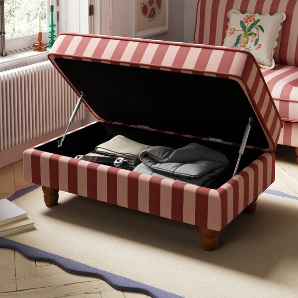 Beatrice Two Tone Woven Stripe Large Storage Footstool