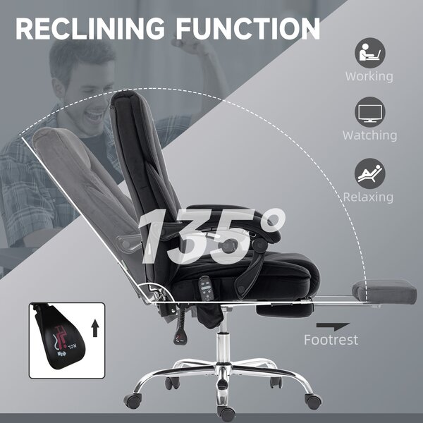 Vinsetto Massage Office Chair, Heated Reclining Computer Chair with Adjustable Height and Footrest, Black