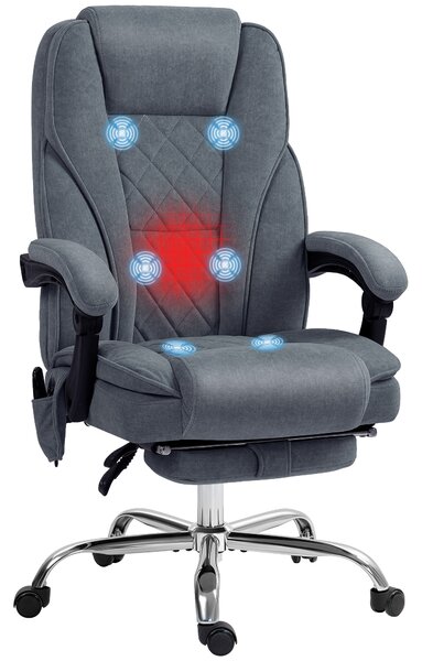 Vinsetto Massage Office Chair, Heated Reclining Computer Chair with Adjustable Height and Footrest, Dark Grey