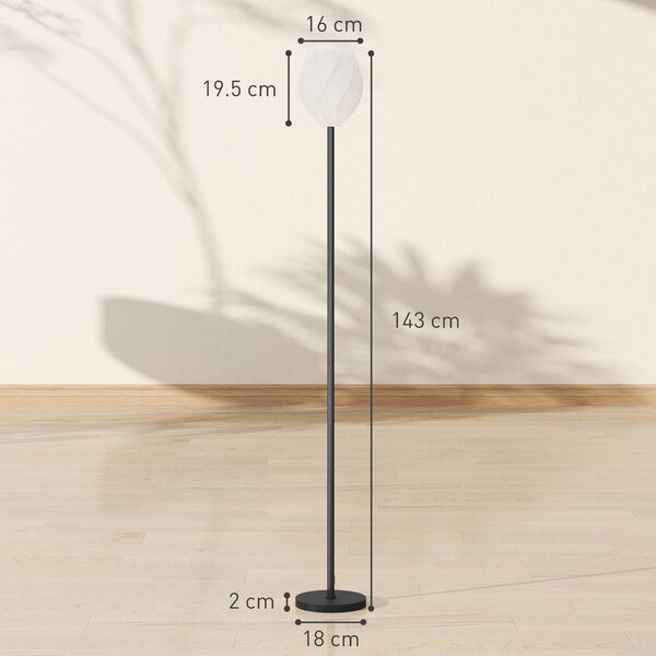 HOMCOM Flower Floor Lamp for Living Room, 3D Printed Modern Standing Lamp with Rose Shade & Foot Switch, Minimalist Tall Pole Lampshade for Bedroom, Office, E27 Holder without Bulb (25W Max), White