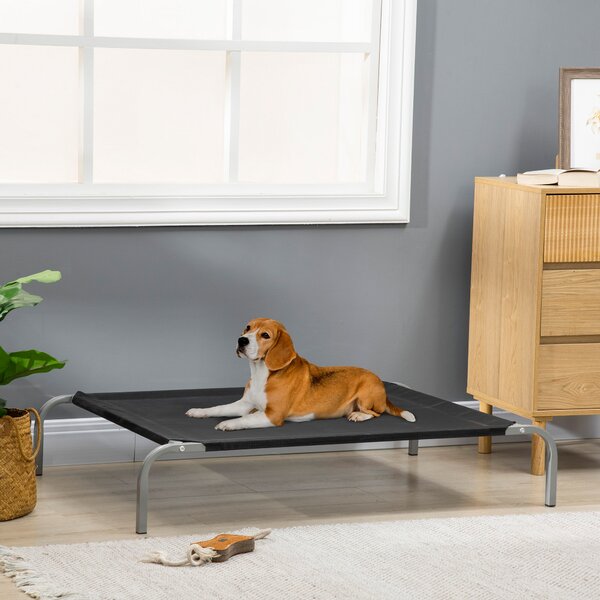 PawHut Cooling Elevated Pet Bed, Cot-Style for Large to Medium Dogs, Breathable Mesh Fabric with Non-slip Pads, 110 x 75 x 20 cm, Black Aosom UK