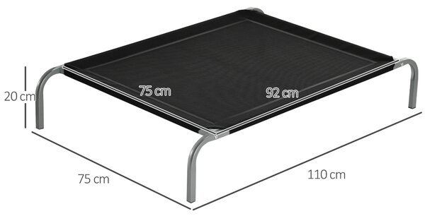 PawHut Cooling Elevated Pet Bed, Cot-Style for Large to Medium Dogs, Breathable Mesh Fabric with Non-slip Pads, 110 x 75 x 20 cm, Black Aosom UK