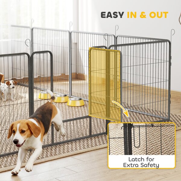 PawHut 16 Panels Heavy Duty Puppy Playpen, for Small and Medium Dogs, Indoor and Outdoor Use - Grey Aosom UK