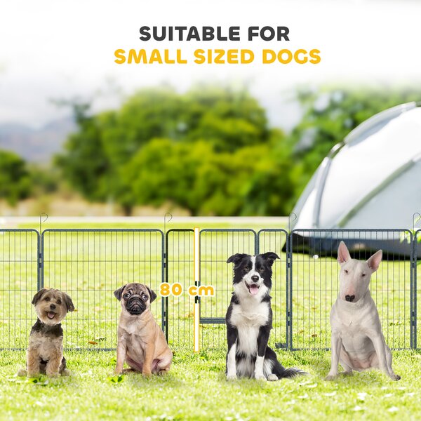 PawHut 16 Panels Heavy Duty Puppy Playpen, for Small and Medium Dogs, Indoor and Outdoor Use - Grey Aosom UK