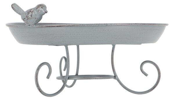 Fallen Fruits Grey Metal Standing Bird Bath