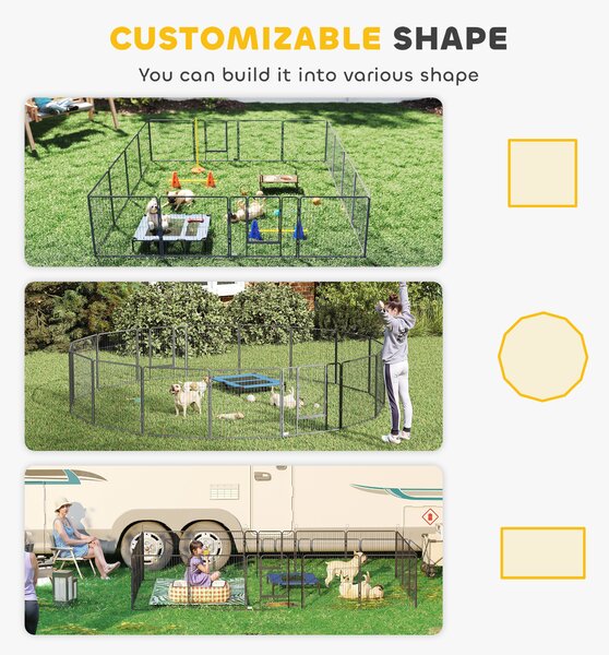 PawHut 16 Panels Heavy Duty Puppy Playpen, for Small and Medium Dogs, Indoor and Outdoor Use - Grey Aosom UK