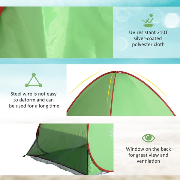 Outsunny Portable Beach Haven: Instant Pop-Up Shelter for 2-3, UV30+ Protection, Lightweight Sunshade for Seaside & Hiking, Verdant Green Aosom UK