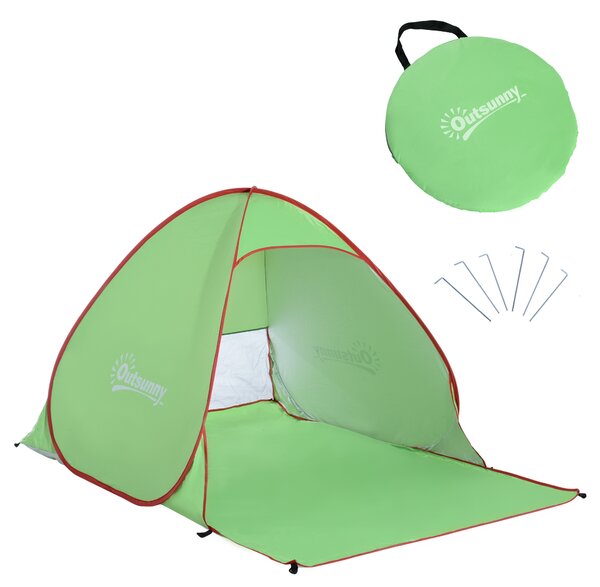Outsunny Portable Beach Haven: Instant Pop-Up Shelter for 2-3, UV30+ Protection, Lightweight Sunshade for Seaside & Hiking, Verdant Green Aosom UK