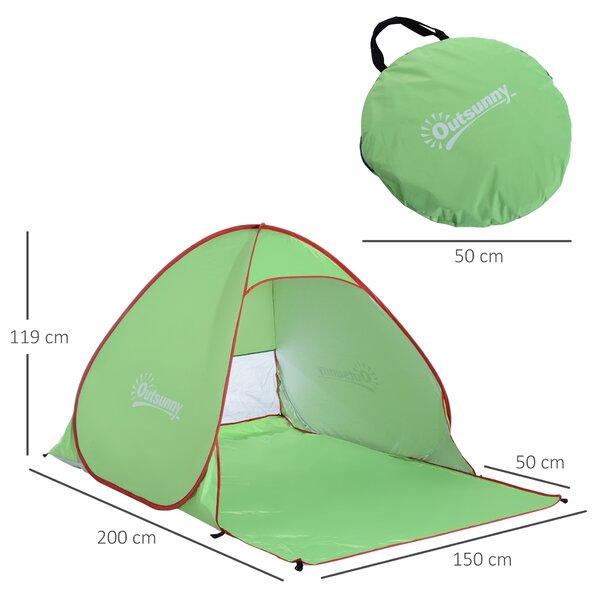 Outsunny Portable Beach Haven: Instant Pop-Up Shelter for 2-3, UV30+ Protection, Lightweight Sunshade for Seaside & Hiking, Verdant Green Aosom UK