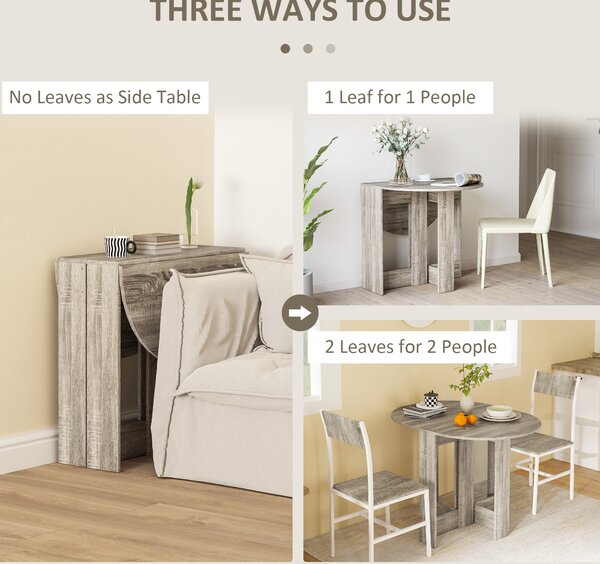 HOMCOM Space-saving Drop Leaf Table, Folding Dining Table for Small Space, Kitchen, Dining Room, Grey Aosom UK