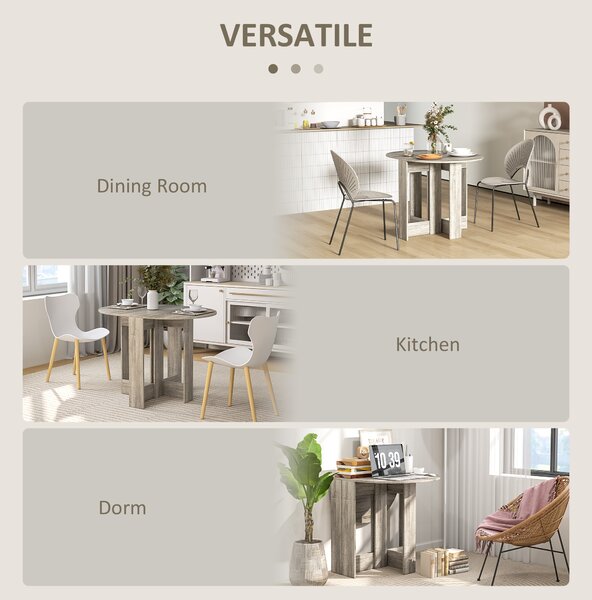 HOMCOM Space-saving Drop Leaf Table, Folding Dining Table for Small Space, Kitchen, Dining Room, Grey Aosom UK