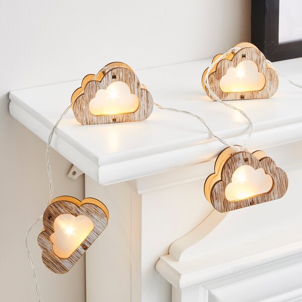 Wooden Cloud 10 LED String Lights