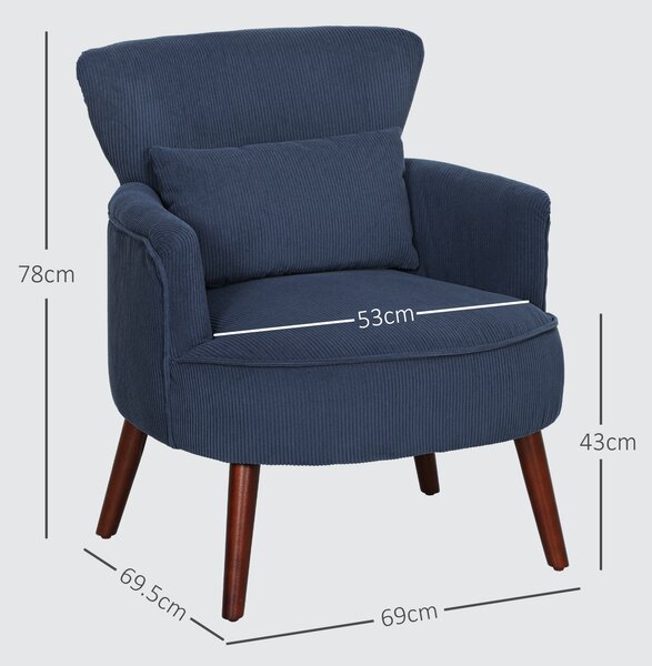HOMCOM Corduroy Retro Accent Chair - Blue