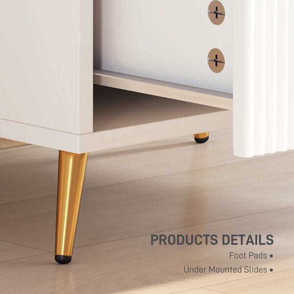 HOMCOM Elegant Two-Drawer Bedside Table Set of 2 - White