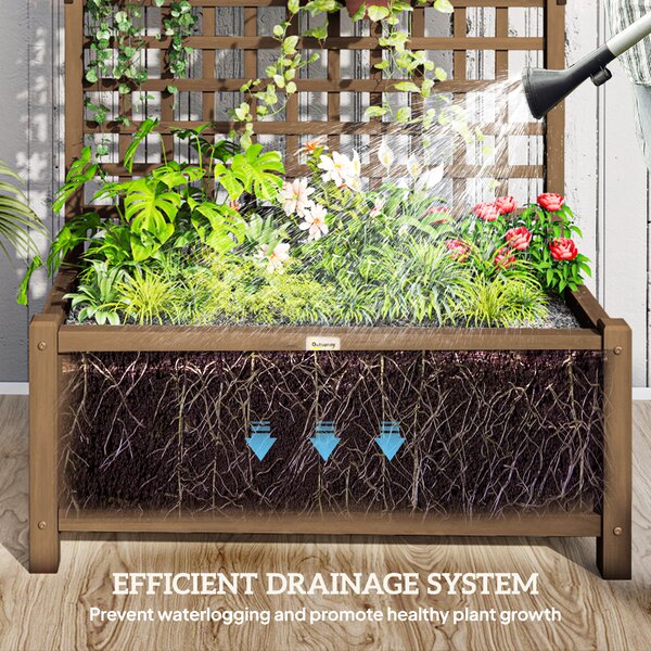 Outsunny Planter Box, Trellis Raised Bed for Vine Climbing, Raised Garden Bed, Privacy Screen for Backyard, Patio Aosom UK