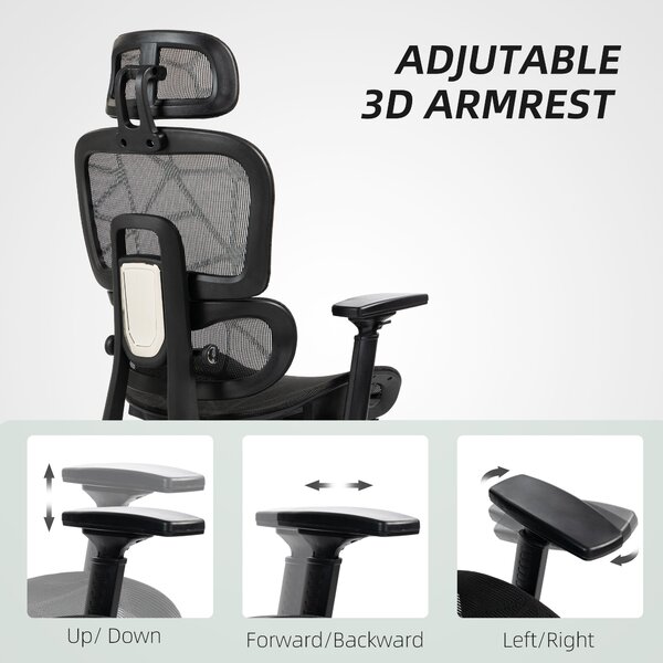 HOMCOM Recliner Office Chair, Executive Office Chair with Lumbar Support, Armrest, Headrest & Footrest for Study and Office, Black Aosom UK