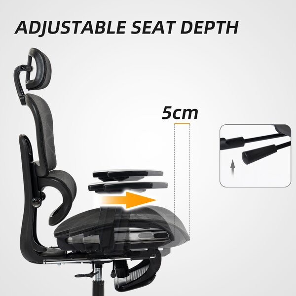 HOMCOM Recliner Office Chair, Executive Office Chair with Lumbar Support, Armrest, Headrest & Footrest for Study and Office, Black Aosom UK