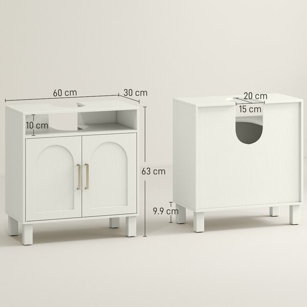 HOMCOM Under Sink Cabinet for Basin without Pedestal, Compact & Durable, Cream White Aosom UK