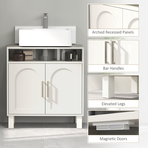 HOMCOM Under Sink Cabinet for Basin without Pedestal, Compact & Durable, Cream White Aosom UK