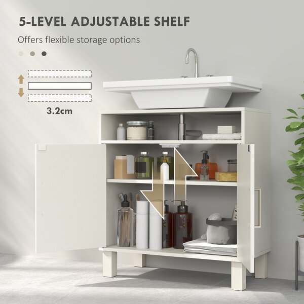 HOMCOM Under Sink Cabinet for Basin without Pedestal, Compact & Durable, Cream White Aosom UK
