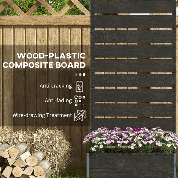 Outsunny 34 x 69.5cm Garden Planter Box with Back Trellis Design for Small Spaces, Balcony and Patio Gardening, Black Aosom UK