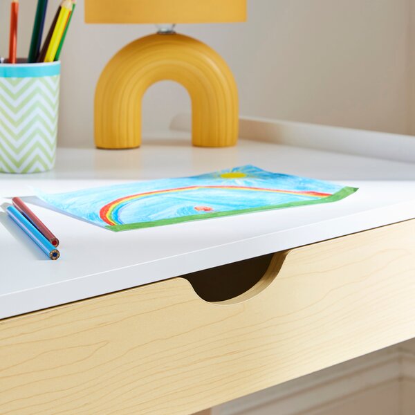 Kids Theo Desk with Bench, White Natural