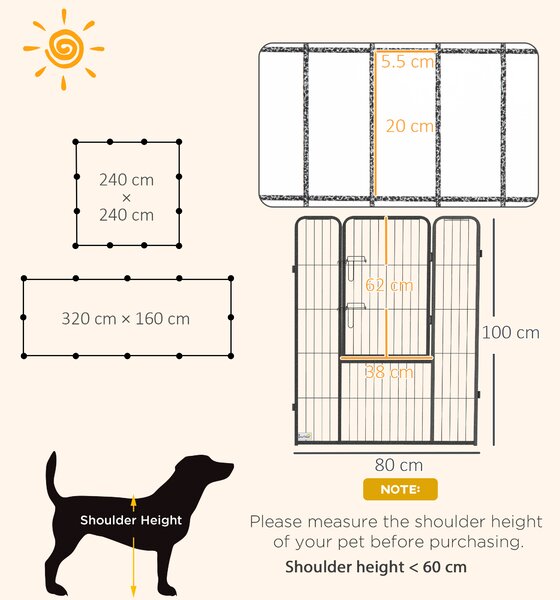 PawHut Heavy Duty Puppy Playpen, 12 Panel Pet Exercise Pen, Suitable for Small to Large Dogs Aosom UK