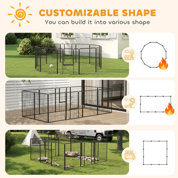 PawHut Heavy Duty Puppy Playpen, 12 Panel Pet Exercise Pen, Suitable for Small to Large Dogs Aosom UK