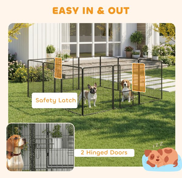 PawHut Heavy Duty Puppy Playpen, 12 Panel Pet Exercise Pen, Suitable for Small to Large Dogs Aosom UK