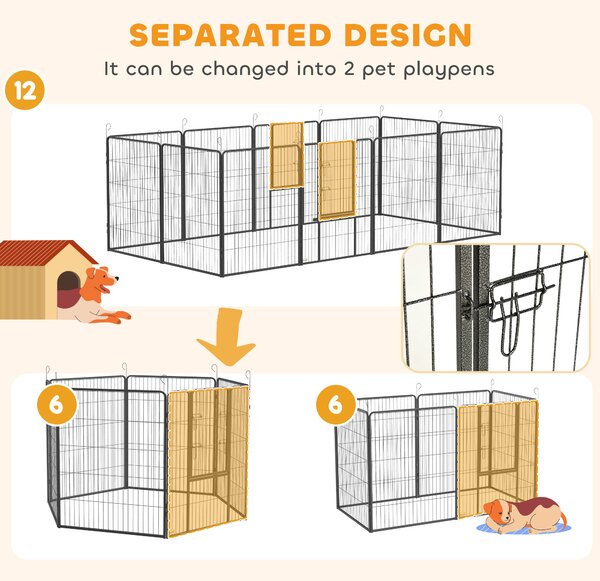 PawHut Heavy Duty Puppy Playpen, 12 Panel Pet Exercise Pen, Suitable for Small to Large Dogs Aosom UK