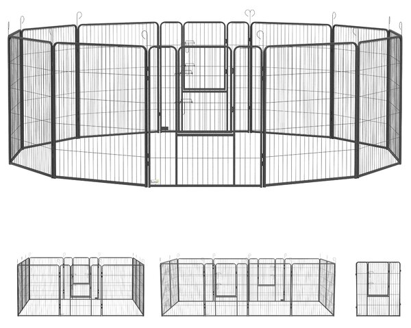 PawHut Heavy Duty Puppy Playpen, 12 Panel Pet Exercise Pen, Suitable for Small to Large Dogs Aosom UK